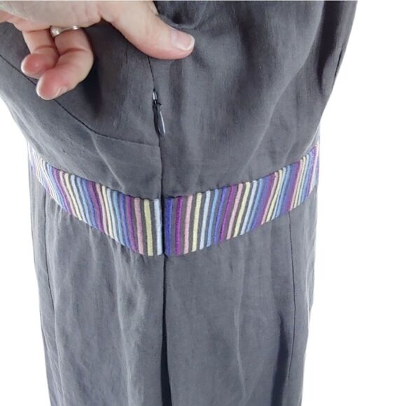 Boden stunning linen dress in grays/purples sz 12 - Picture 10 of 14